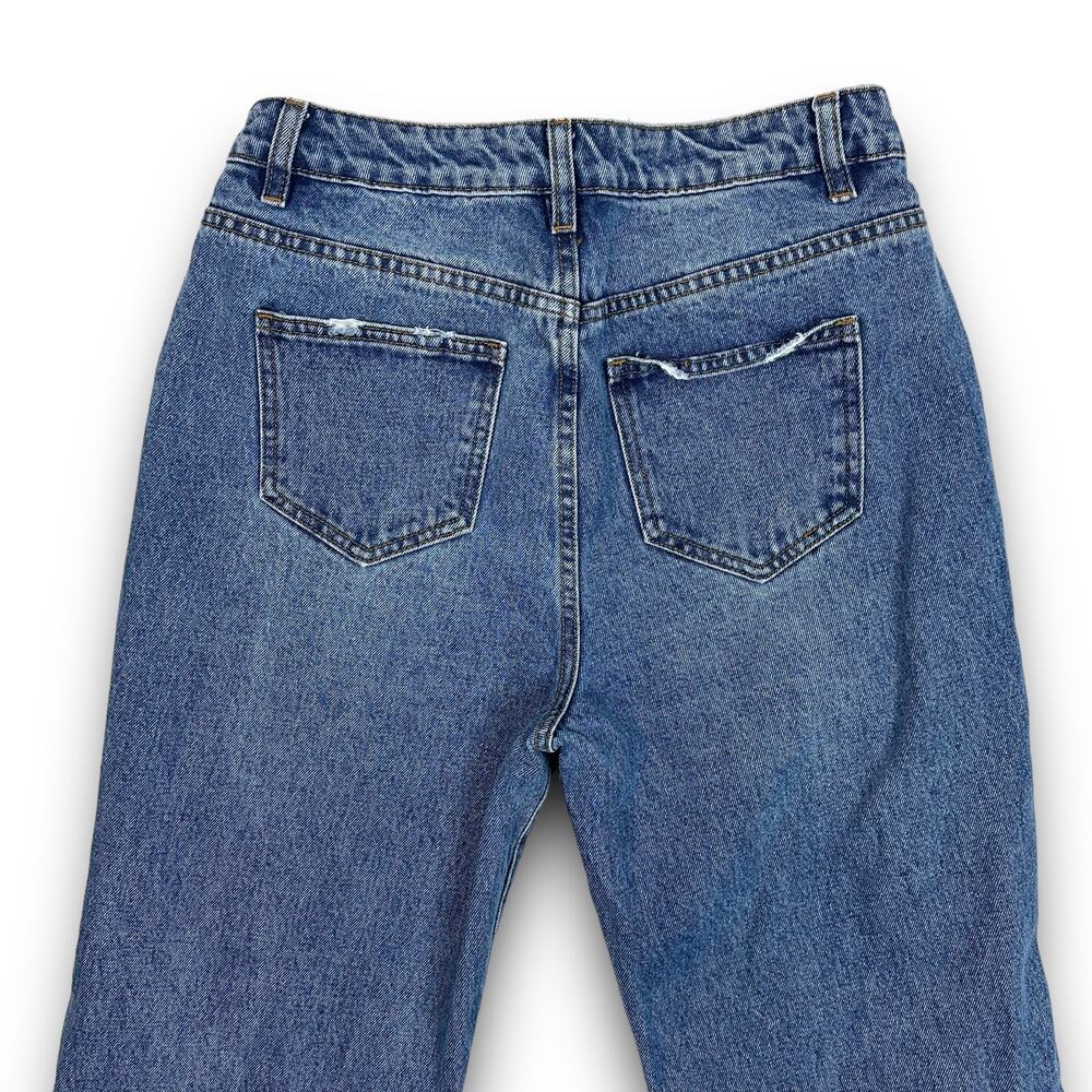 American Bazi Womens High Rise Waist Straight Wide Leg Jeans Distressed Size 5 - Picture 6 of 7